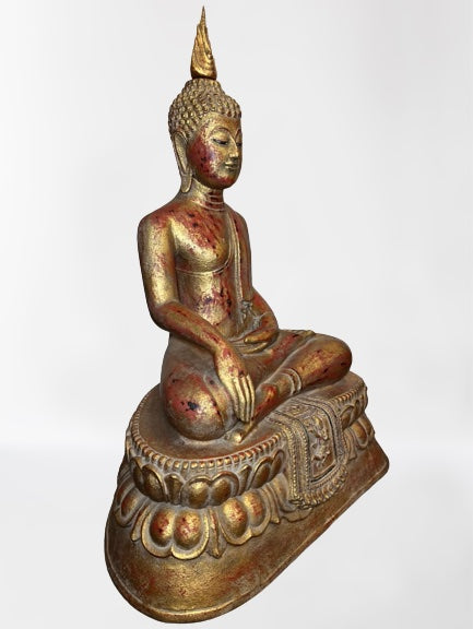 Wood Thai Earth Witness Buddha Statue 40"