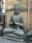 Seated Stone Namaste Buddha Statue 41"
