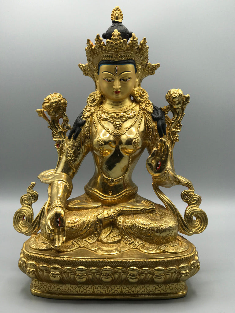 Brass White Tara Statue 12"