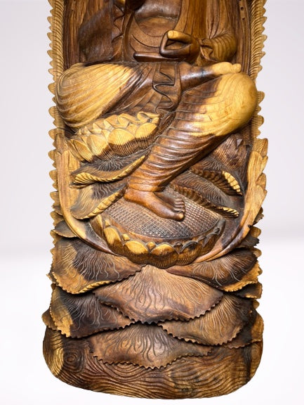 Wood Buddha Sculpture in Vitarka Mudra 45"