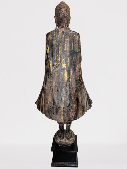 Wood Standing Namaste Buddha Statue 69"