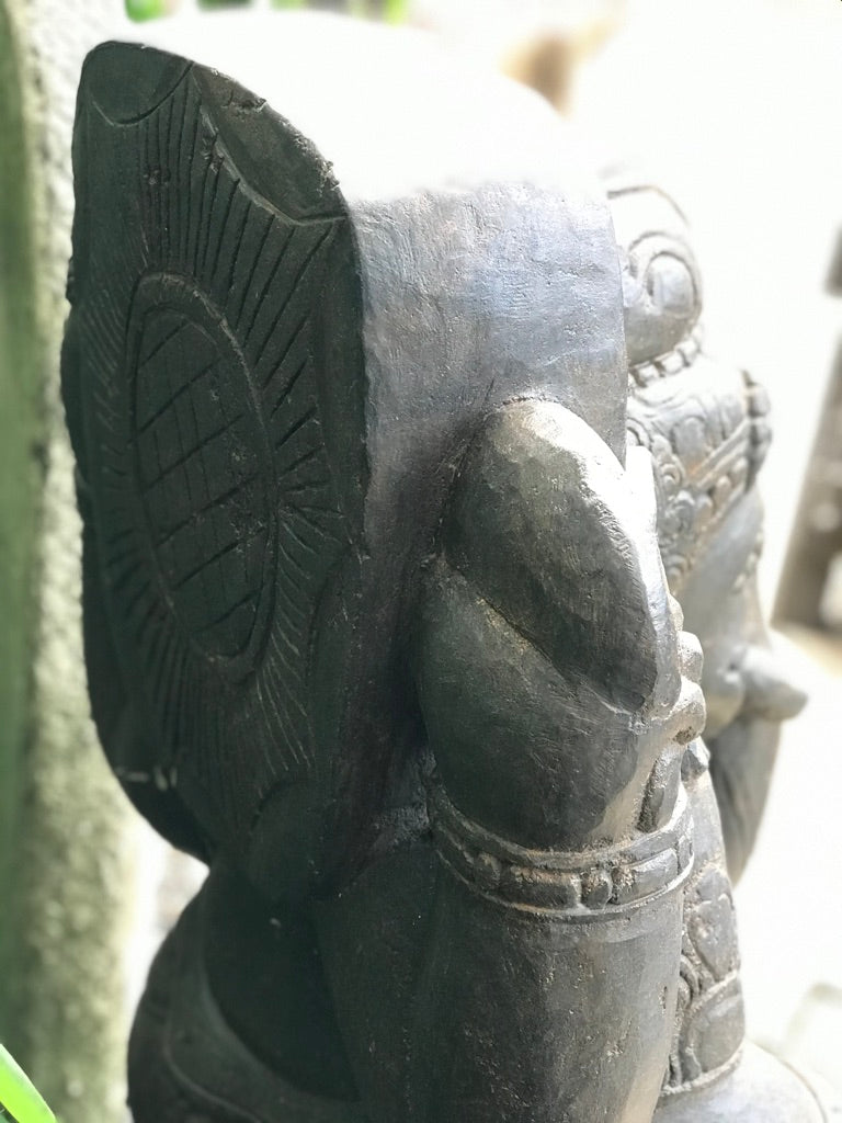 Stone Garden Ganesh Carving Holding Tusk 34" - Routes Gallery