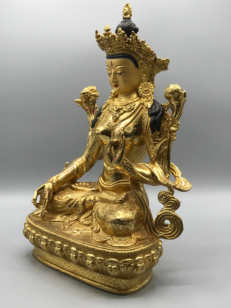 Brass White Tara Statue 12"