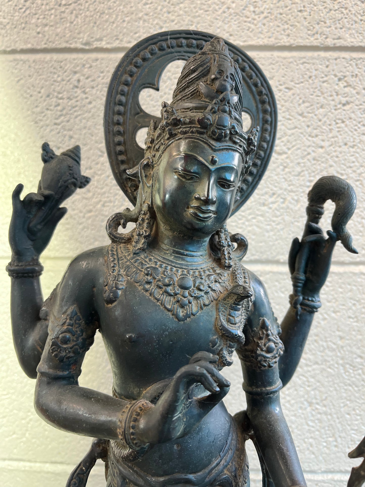 Standing Brass Shiva Statue Holding Trident 23"