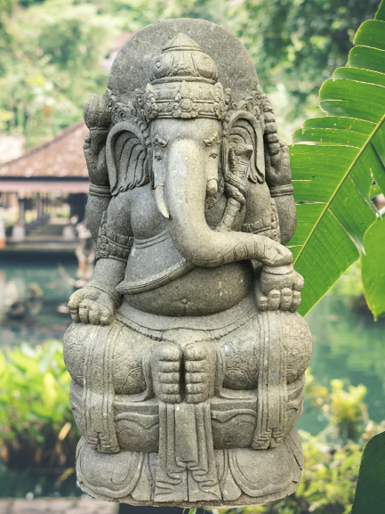 Large Stone Seated Ganesh Statue 56" - Routes Gallery