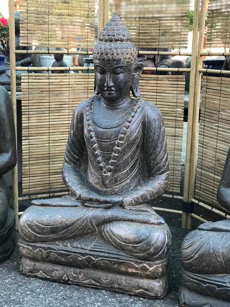 Seated Stone Meditation Buddha Statue 40"
