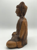 Wood Meditation Buddha Statue 12"