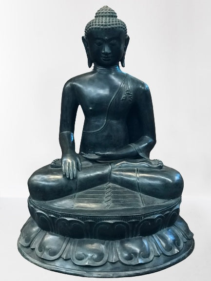 Brass Large Earth Touching Buddha 39" - Routes Gallery