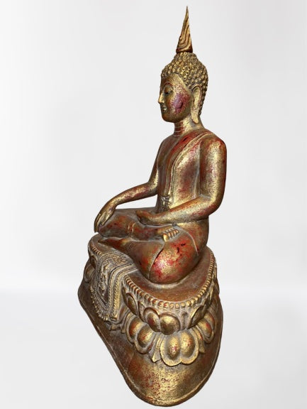 Wood Thai Earth Witness Buddha Statue 40"