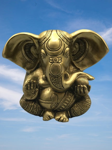 Brass Seated Big Ear Ganesh Statue 5.5"
