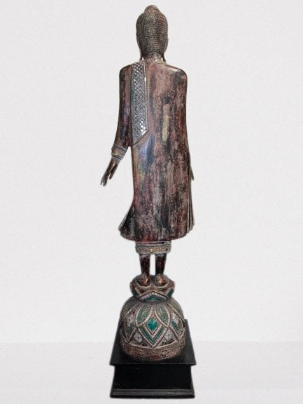 Wood Standing Mandalay Buddha Statue 79"