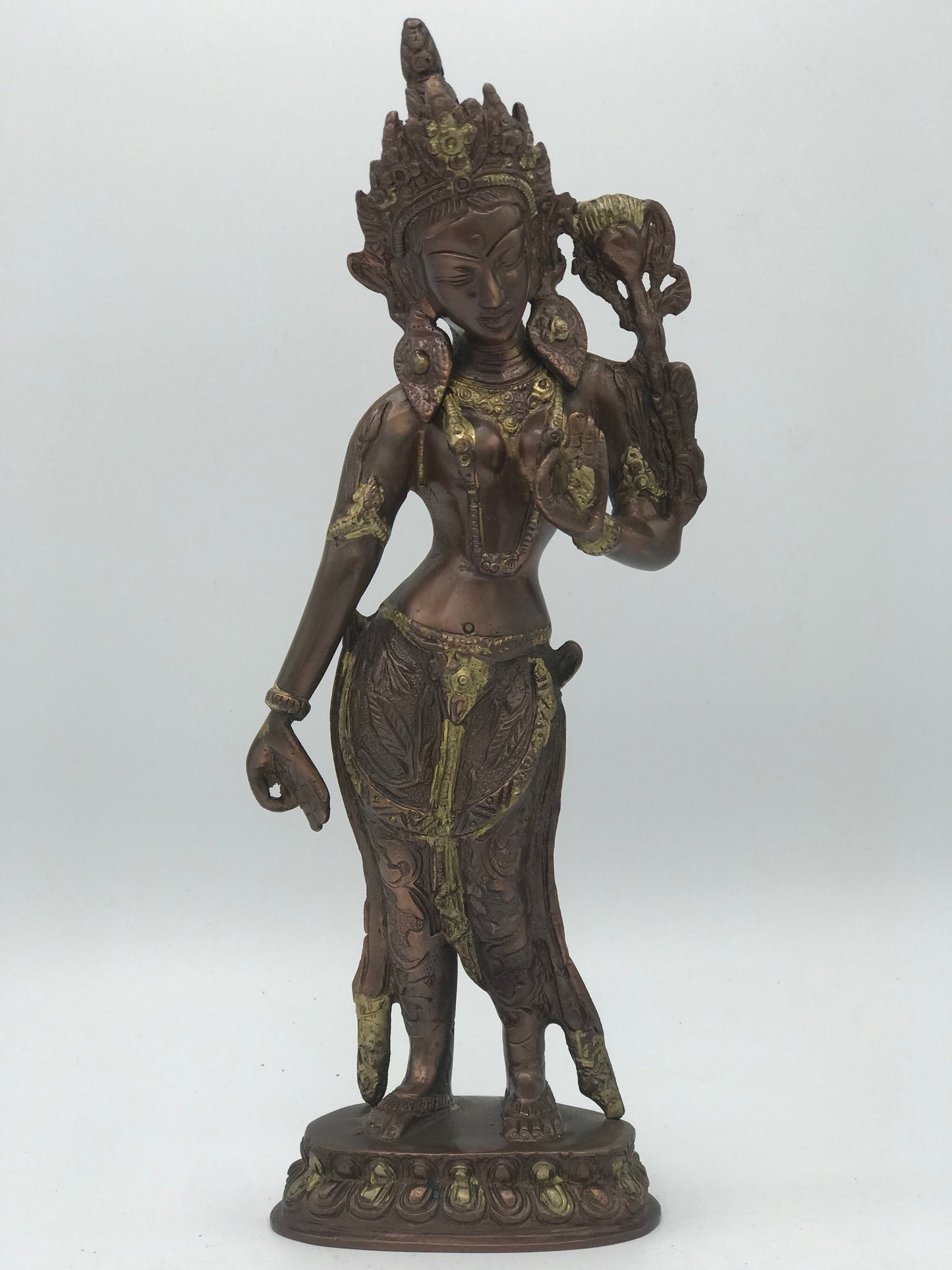 Brass Standing Goddess Tara Statue 12"
