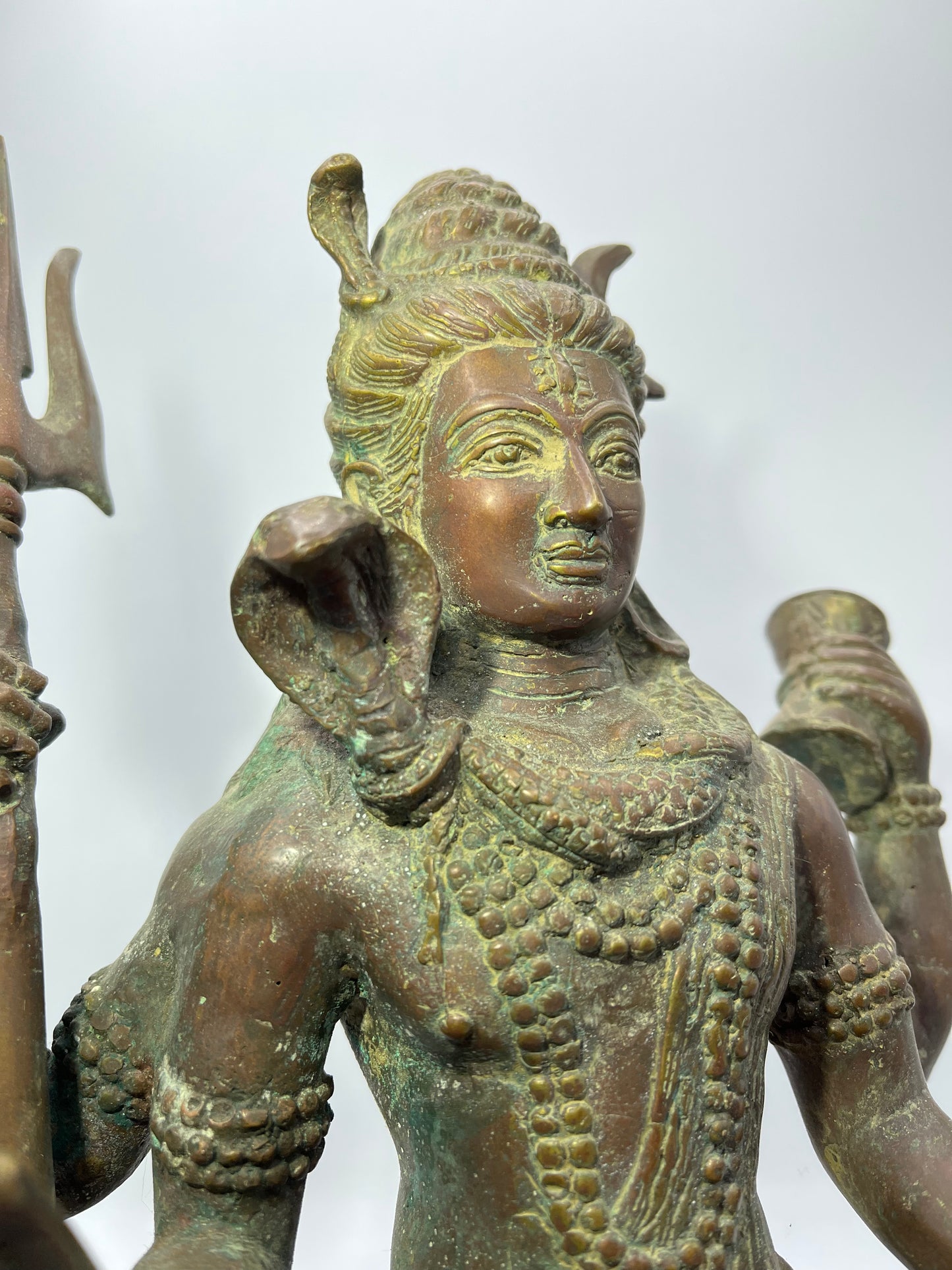 Brass Abhaya Shiva Seated on Nandi Statue 17"
