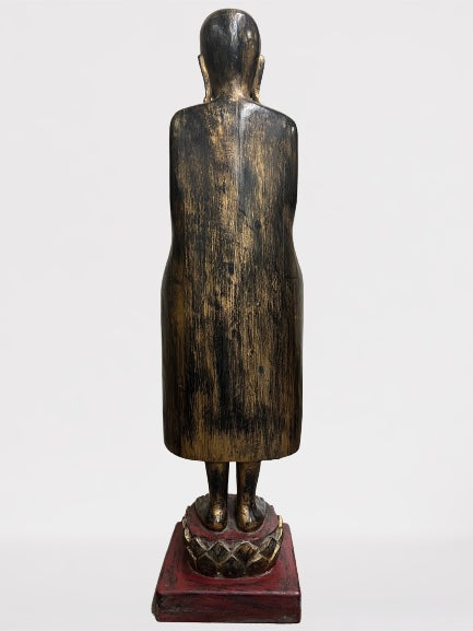 Wood Standing Monk with Offering Bowl 47"