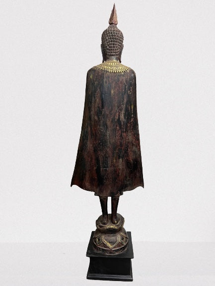 Wood Standing Thai Buddha Statue 82"