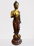 Brass Standing Abhaya Buddha Statue 22"