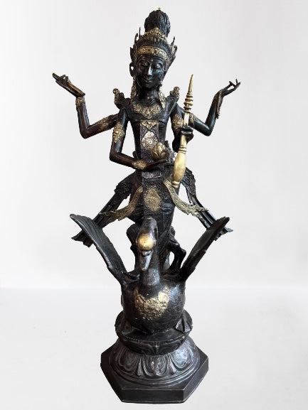 Brass Saraswati Wisdom Goddess Statue 46"
