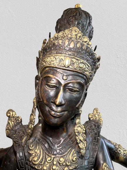 Brass Saraswati Wisdom Goddess Statue 46"