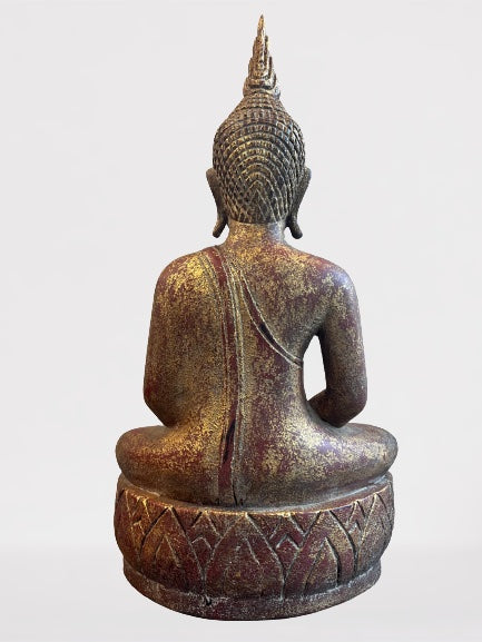 Wood Meditating Lanna Thai Buddha Statue 22"
