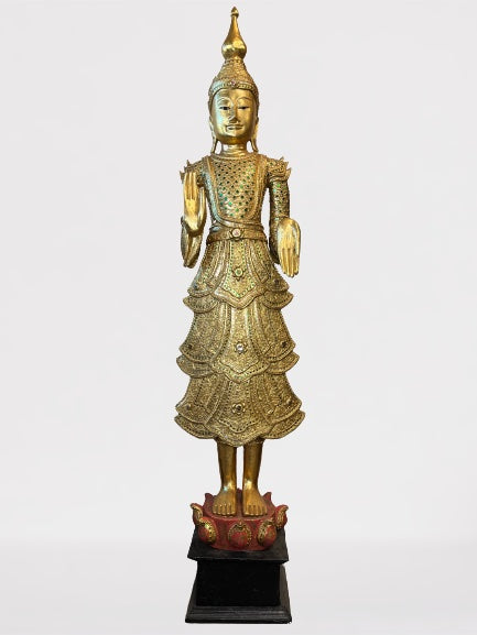 Wood Standing Royal Buddha Statue 77"