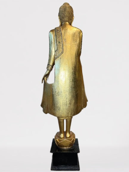 Wood Standing Abhaya Buddha Statue 69"