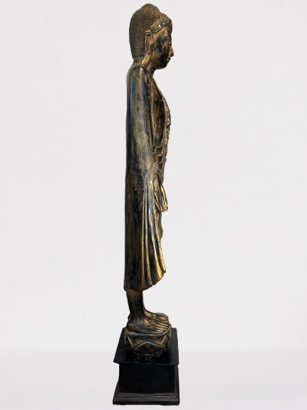 Wood Standing Mandalay Buddha Statue 69"