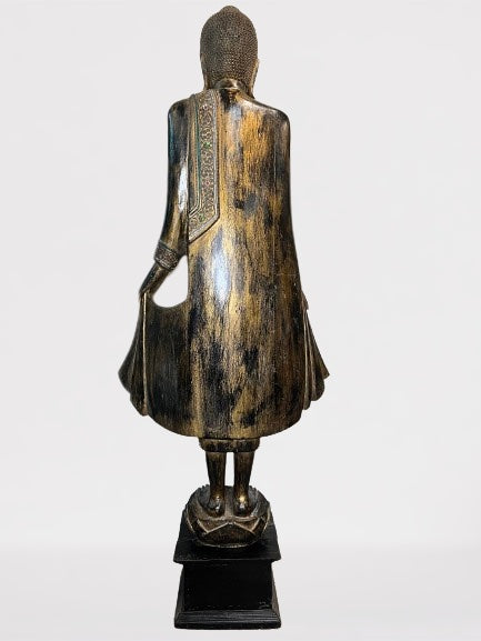 Wood Standing Mandalay Buddha Statue 69"