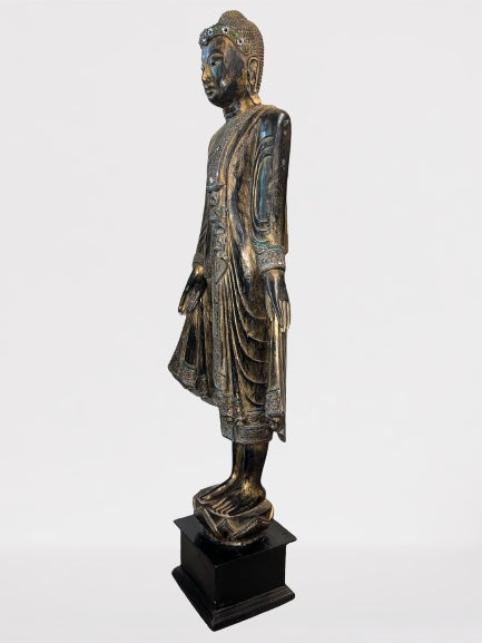 Wood Standing Mandalay Buddha Statue 69"