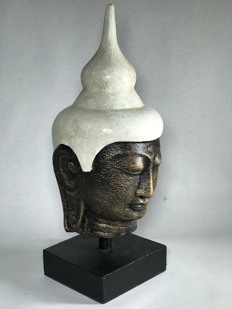 Buddha Head Statue on Stand 15.5" - Routes Gallery