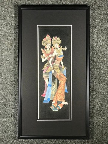 Rama & Sita Framed Balinese Painting - Routes Gallery