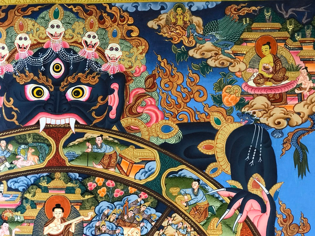 Wheel of Life Thangka Painting - Routes Gallery