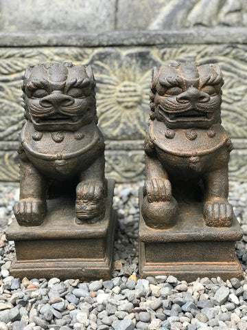 Foo Dog Lion Guardian Statue Pair 10" - Routes Gallery