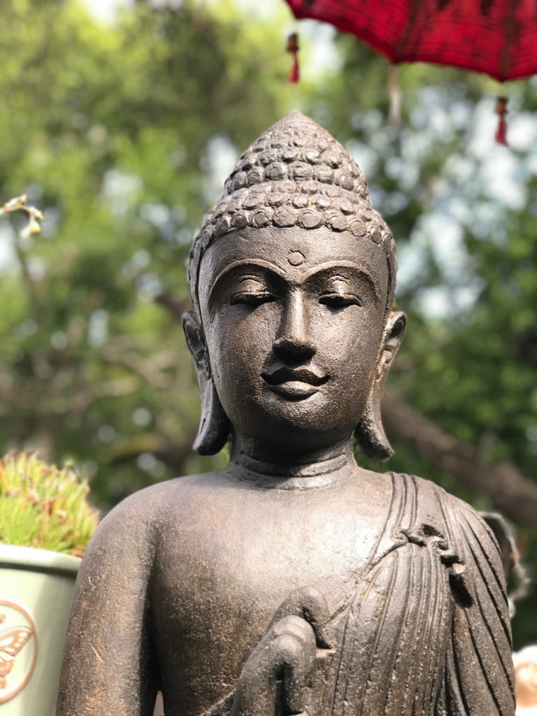 Stone Standing Vitarka Buddha Statue 60" - Routes Gallery