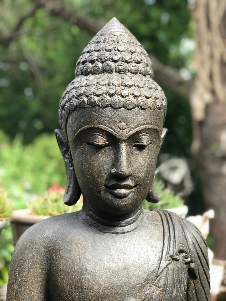 Stone Standing Vitarka Buddha Statue 60" - Routes Gallery