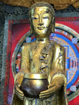 Wood Standing Monk with Alms Bowl 48" - Routes Gallery