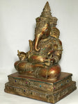 Wood Handcarved Gilded Ganesh Statue 28" - Routes Gallery
