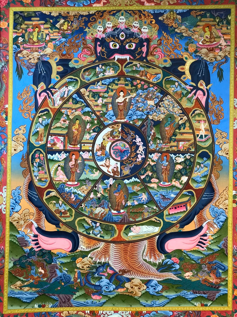 Wheel of Life Thangka Painting - Routes Gallery