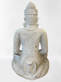 Stone Meditating Khmer Buddha Statue 43"