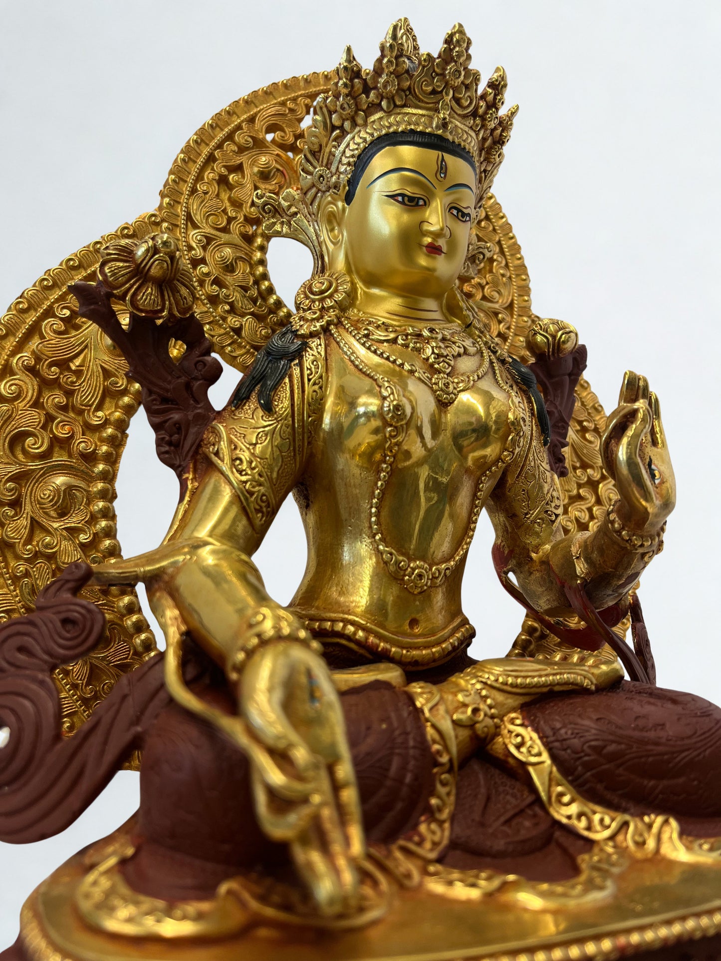 Brass White Tara Compassion Goddess Statue 12" - Routes Gallery