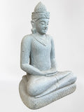 Stone Meditating Khmer Buddha Statue 43"