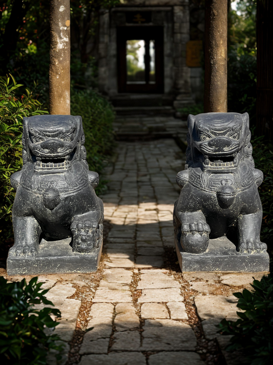 Guardian Lion Foo Dog Statue Pair 24"