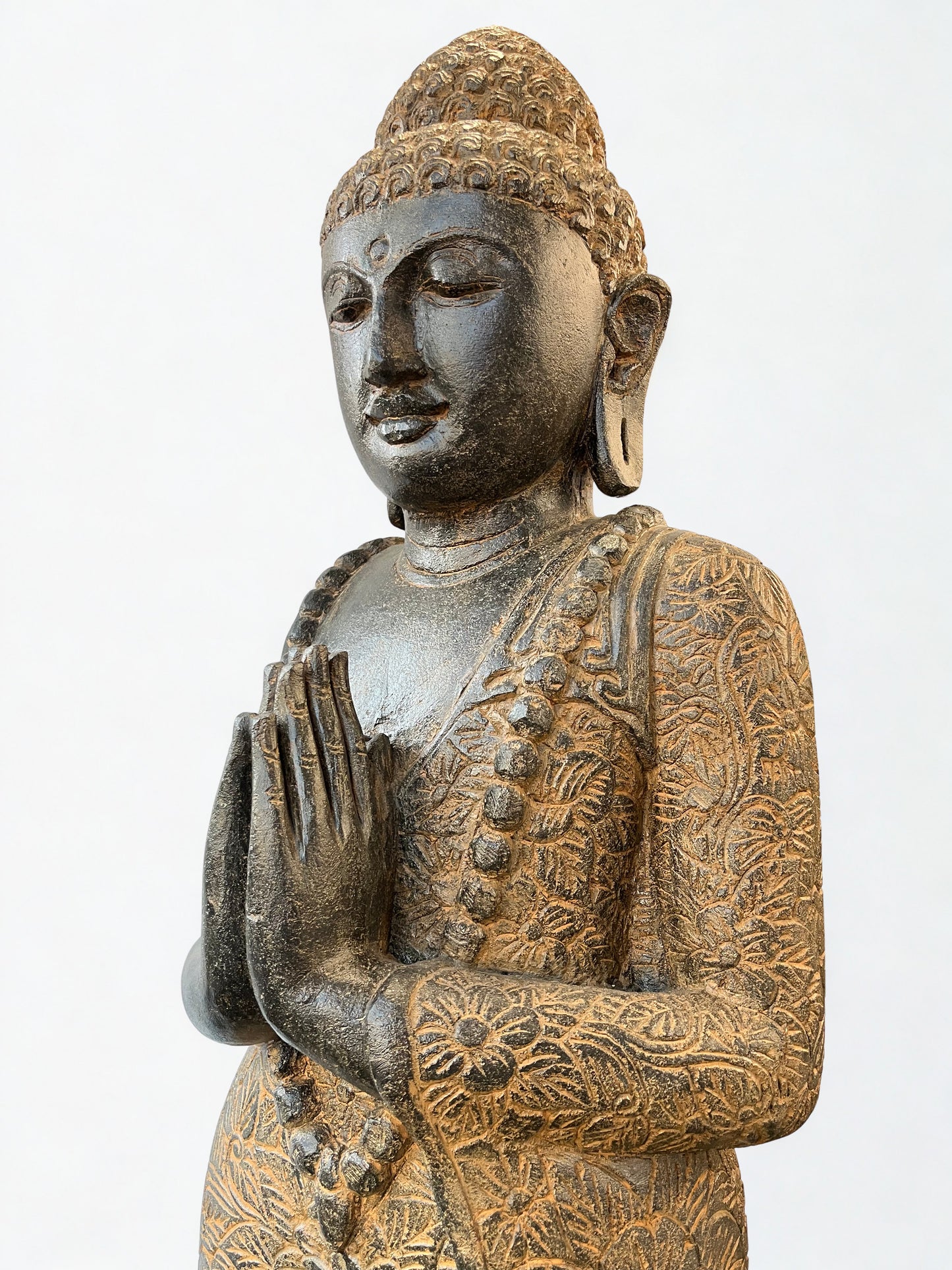 Handcarved Namaste Buddha Sculpture 61"