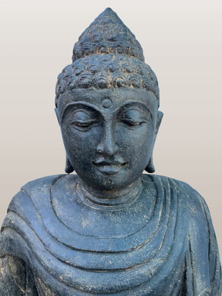 Stone Meditation Buddha Statue Handcarved 39" - Routes Gallery