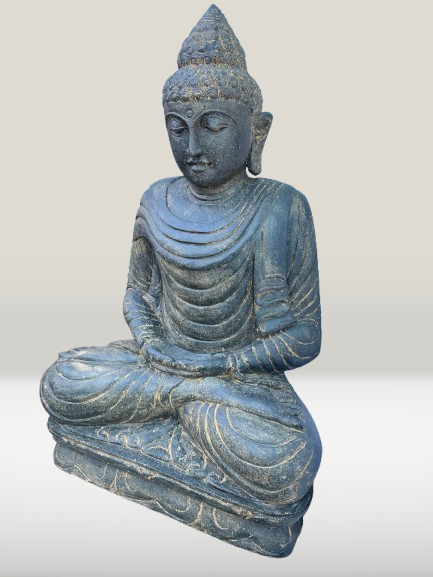 Stone Meditation Buddha Statue Handcarved 39" - Routes Gallery