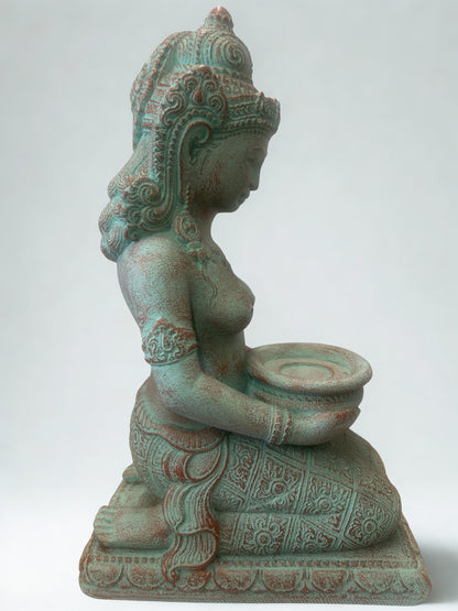 Kneeling Devi Goddess with Offering Bowl 16"