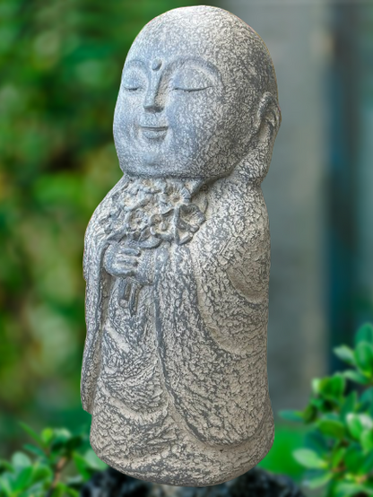 Standing Jizo Monk with Offering Flowers 11.5"