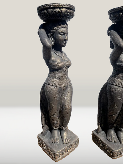 Balinese Temple Goddess Statue Pair 37"