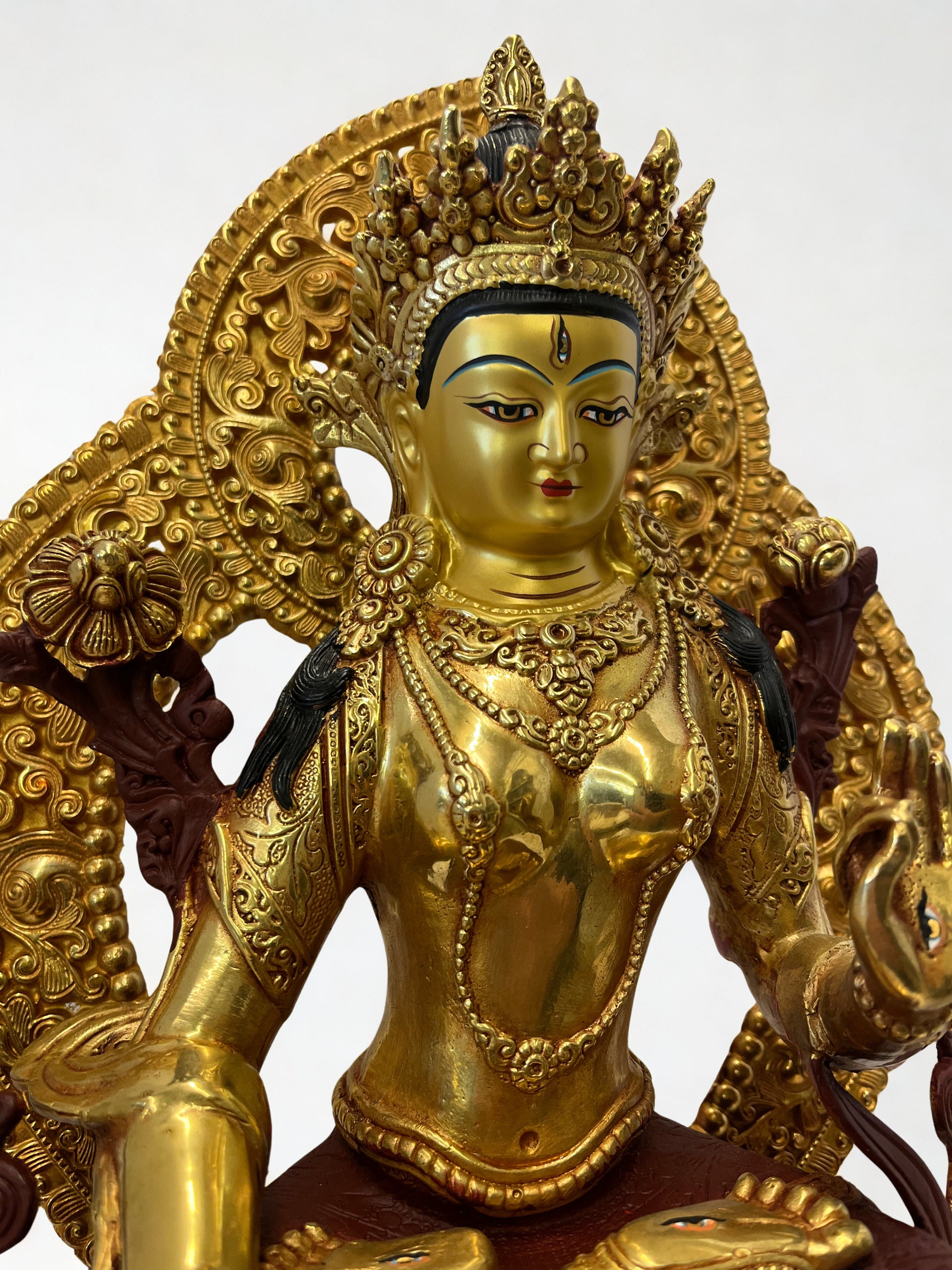 Brass White Tara Compassion Goddess Statue 12" - Routes Gallery