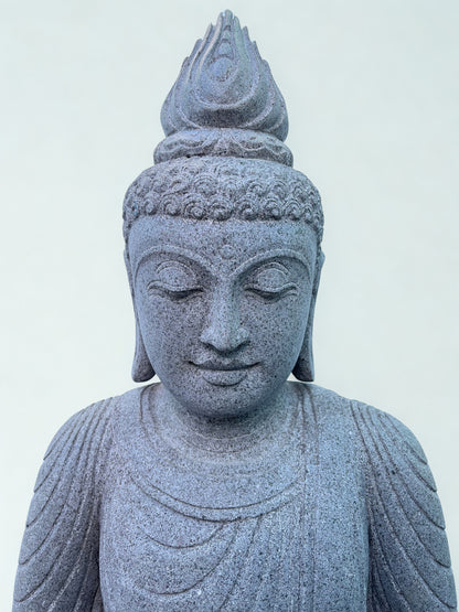 Handcarved Stone Earth Witness Buddha 39"