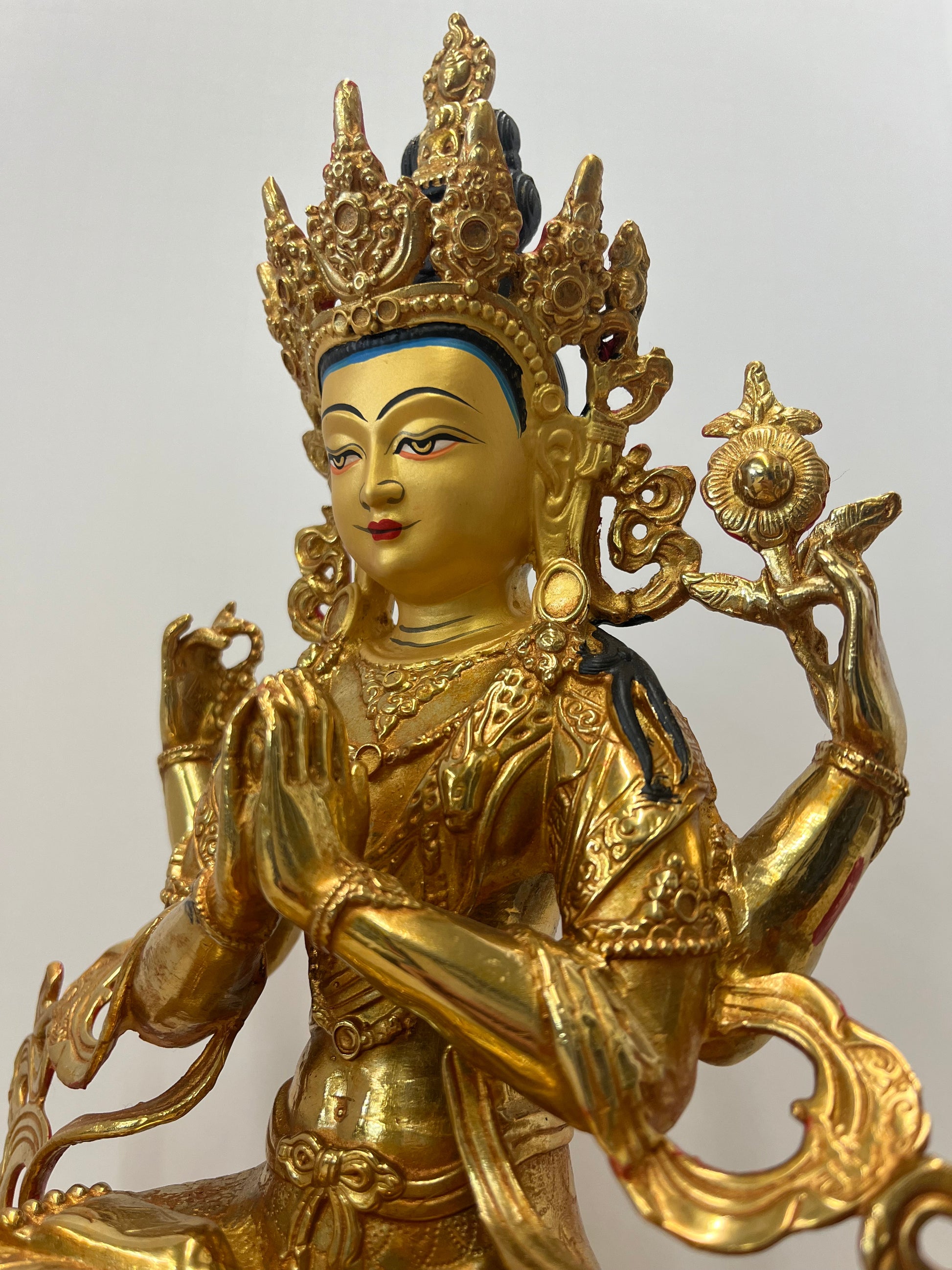 Brass Chenrezig Compassion Bodhisattva Statue 12” - Routes Gallery